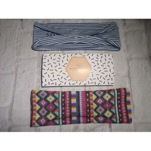 NEW Maven Thread 3" Wide Headband Aztec Navy Stripe 2 Pack Teens Gym Sports Yoga